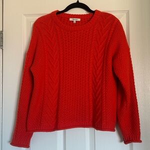 Madewell Red Cable Knit Sweater
